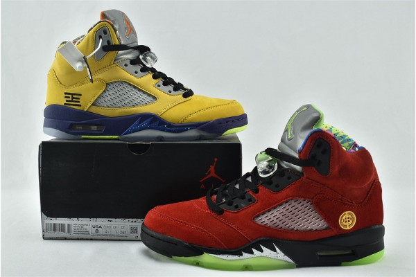 Air Jordan 5 Retro SE What The Red Yellow CZ5725 700 Womens And Mens Shoes